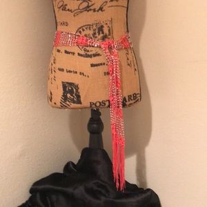 Pink and Silver Rhinestone Belt with Tassels On Ends